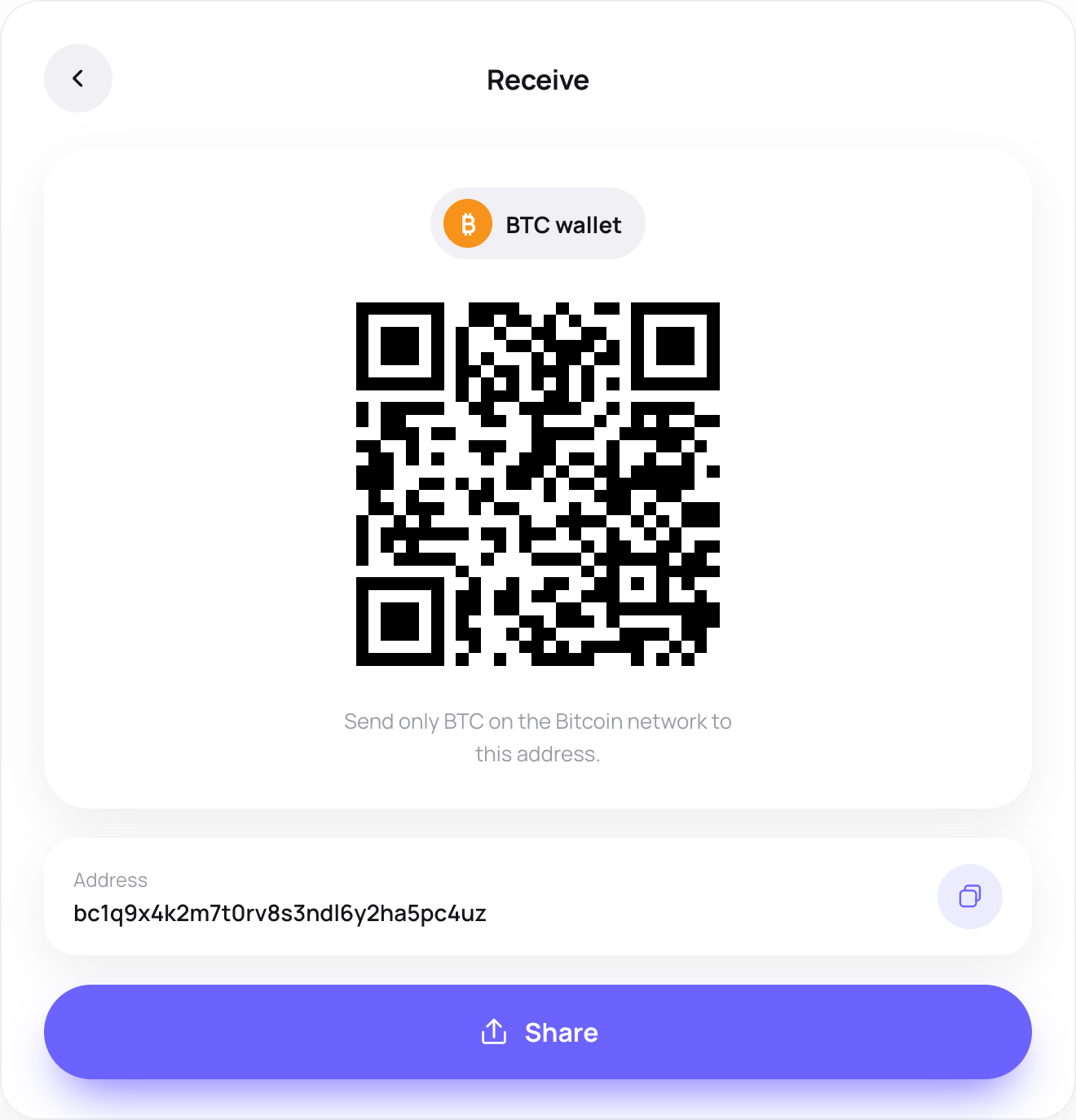 Ricevere crypto in Quppy: wallet, codice QR e indirizzo di deposito