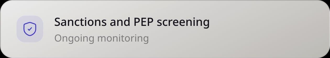 Szemléltető szankciós és PEP-szűrés folyamatos figyelés mellett